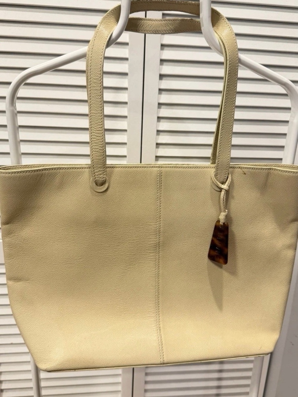 Chanel Vintage Grained Leather Charm Tote Beige Shoulder Bag